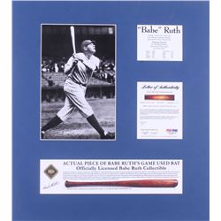 Babe Ruth New York Yankees 18x20 Custom Matted Game-Used Authentic Bat Piece Display (PSA LOA Copy)