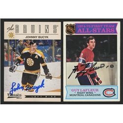 Lot of (2) Signed Hockey Cards with 1975-76 Topps #290 Guy Lafleur AS1  2012-13 Classics Signatures 