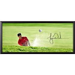 Tiger Woods Signed Breaking Through "Precision" 18x44 Custom Framed Photo with Bridgestone Golf Ball