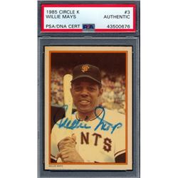 Willie Mays Signed 1985 Circle K #3 (PSA Encapsulated)