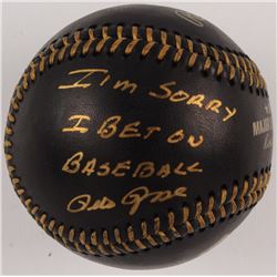 Pete Rose Signed OML Black Leather Baseball Inscribed "I'm Sorry I Bet On Baseball" (JSA COA)