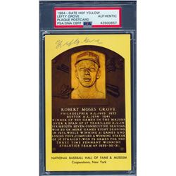 Lefty Grove Signed Gold Hall of Fame Plaque Postcard (PSA Encapsulated)