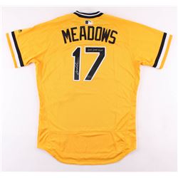 Austin Meadows Signed Game-Used Pittsburgh Pirates Majestic Jersey Inscribed "2018 Game Used" (Radtk
