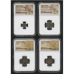 Lot of (4) Ancient Coins with Dates from 200 B.C. to 668 A.D. Includes Greek, Roman  Byzantine Era C