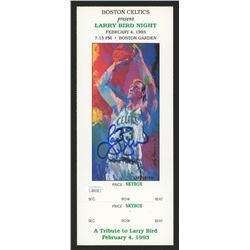Larry Bird Signed Commemorative Print Boston Gard Ticket (JSA COA)