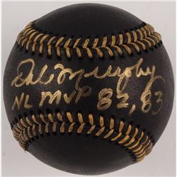 Dale Murphy Signed OML Black Leather Baseball Inscribed "NL MVP 82, 83" (Beckett COA)