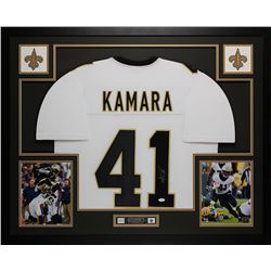 Alvin Kamara Signed 35x43 Custom Framed Jersey (JSA COA)
