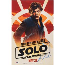 Lawrence Kasdan, Jonathan Kasdan,  Alden Ehrenreich Signed "Solo: A Star Wars Story" 11x17 Movie Pos