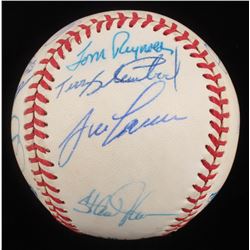 1989 Oakland Athletics World Series Logo Baseball Team-Signed by (14) with Dennis Eckersley, Jose Ca