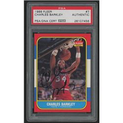 Charles Barkley Signed 1986-87 Fleer #7 RC (PSA Encapsulated)