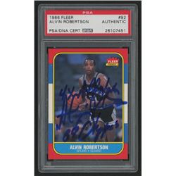Alvin Robertson Signed 1986-87 Fleer #92 Inscribed "4x All-Star"  "84 Olympics" (PSA Encapsulated)
