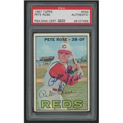 Pete Rose Signed 1967 Topps #430 Inscribed "Hit King" (PSA Encapsulated)