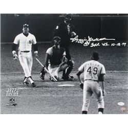 Reggie Jackson Signed New York Yankees 16x20 Photo Inscribed "3 HR W.S. 10-18-77" (JSA COA)