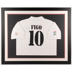 Luis Figo Signed Real Madrid 35.5x43.5 Custom Framed Jersey Display (JSA COA)