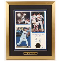 Nolan Ryan Signed LE Texas Rangers 17x20 Custom Framed Photo Display (PSA COA)
