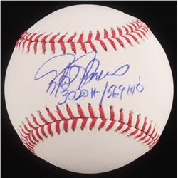 Rafael Palmeiro Signed OML Baseball Inscribed "3020 H / 569 HR's" (MAB Hologram)
