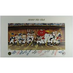 LE 3,000 Hit Club "Looney Tunes" 18x32 Lithograph Signed by (12) with Hank Aaron, Willie Mays, Pete 