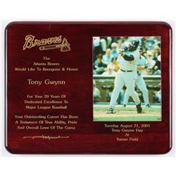 Tony Gwynn San Deigo Padres 12x15 Braves Recognition Plaque