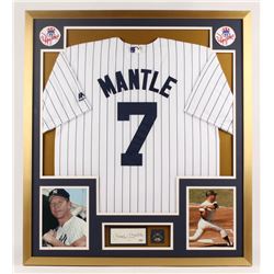 Mickey Mantle Signed New York Yankees 32x36 Custom Framed Cut Display (PSA LOA)