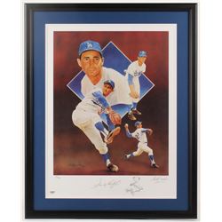 Sandy Koufax Signed LE Los Angeles Dodgers 23.75x29.75 Custom Framed Lithograph Display (PSA Hologra