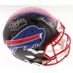Jim Kelly  Thurman Thomas Signed Buffalo Bills Full-Size Matte Black Speed Helmet (Schwartz COA)