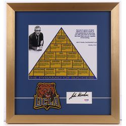 John Wooden Signed "The Pyramid of Success" 16x17 Custom Framed Cut Display with Patch (PSA COA)