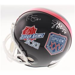 Phil Simms  Jeff Hostetler Signed New York Giants Super Bowl XXI  XXV Logo Full-Size Helmet (Schwart