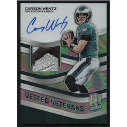 2019 Panini Spectra Vested Veterans Jersey Autographs Neon Marble #20 Carson Wentz #1/4