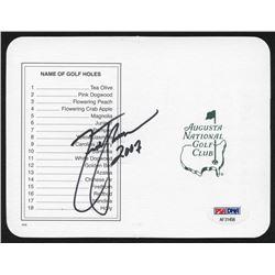 Zach Johnson Signed Masters Augusta National Golf Club Scorecard Inscribed "2007" (PSA Hologram)