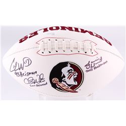 Jameis Winston, Charlie Ward  Chris Weinke Signed Florida State Seminoles Logo Football with (3) Ins