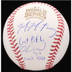 Mike Montgomery  Miguel Montero Signed 2016 World Series Baseball Inscribed "Last Pitch"  "Last RBI"