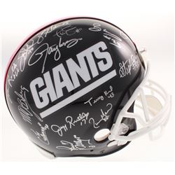 New York Giants Super Bowl XXI  XXV Champions Full-Size Helmet Team-Signed by (28) with Phil Simms, 
