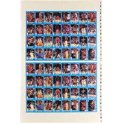 1983 Star All-Star Game Basketball Card Uncut Sheet of (64) Cards with #4 Julius Erving, #2 Larry Bi