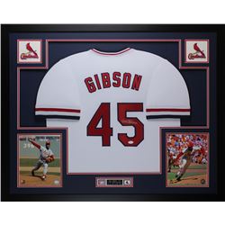 Bob Gibson Signed 35x43 Custom Framed Jersey (JSA COA)