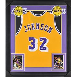 Magic Johnson Signed 32x37 Custom Framed Jersey Display (Beckett COA)