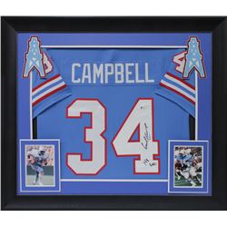 Earl Campbell Signed 32x37 Custom Framed Jersey Display Inscribed "HOF 91" (Beckett COA)