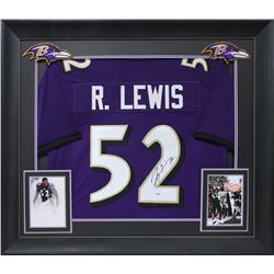 Ray Lewis Signed 32x37 Custom Framed Jersey Display (PSA COA)