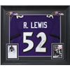 Image 1 : Ray Lewis Signed 32x37 Custom Framed Jersey Display (PSA COA)