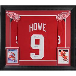 Gordie Howe Signed 32x37 Custom Framed Jersey Display Inscribed "Mr. Hockey"  "HOF 1972" (PSA COA)