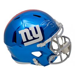 Saquon Barkley Signed New York Giants Full-Size Chrome Speed Helmet (Panini COA  Steiner Hologram)