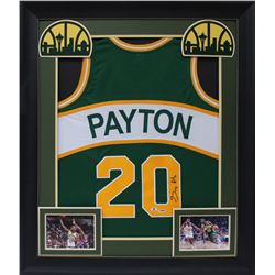 Gary Payton Signed 32x37 Custom Framed Jersey Display Inscribed "HOF 13" (Beckett COA  PSA Hologram)