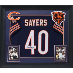 Gale Sayers Signed 32x37 Custom Framed Jersey Display (PSA COA)