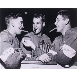 Gordie Howe, Alex Delvecchio,  Ted Lindsay Signed Detroit Red Wings 16x20 Photo (JSA COA)