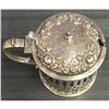 Image 2 : Antique Sterling Silver Repousse Cranberry Glass Condiment Mustard Pot Jam Jar