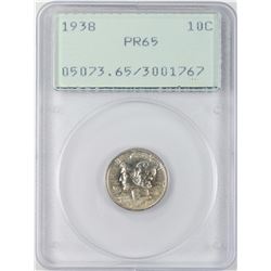 1938 Proof Mercury Dime Coin PCGS PR65 Old Green Rattler