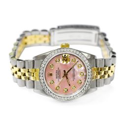 Rolex Ladies Datejust 18KT Yellow Gold & Steel 31mm MOP Diamond Dial Watch