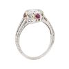 Image 4 : Platinum 0.50 ctw Diamond and Ruby Ring