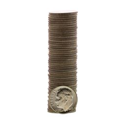 Roll of (50) Brilliant Uncirculated 1957 Roosevelt Dime Coins