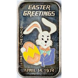 April 14, 1974 Easter Greetings Enamel Silver Art Bar