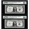 Image 1 : (2) Consecutive 1935G $1 Silver Certificate STAR Notes PMG Choice Uncirculated 64EPQ